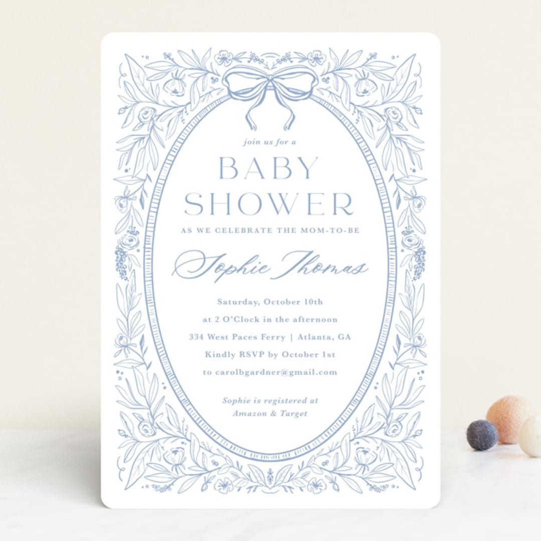 "Parisian Garden" - Baby Shower Invitations in Sky by Kristen Smith - Front