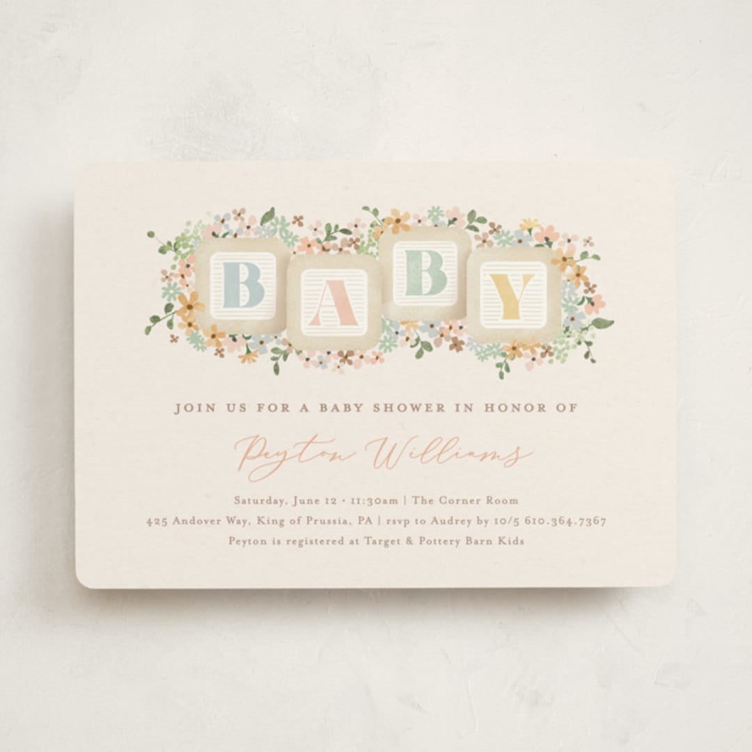 "petite baby blocks" - Baby Shower Invitations in Honey by Jennifer Wick - Front