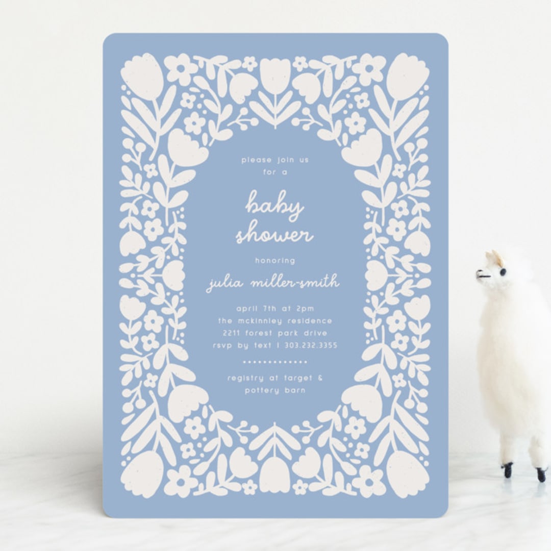 "Tulips" - Baby Shower Invitations in Sky by Kelly Watkins - Front