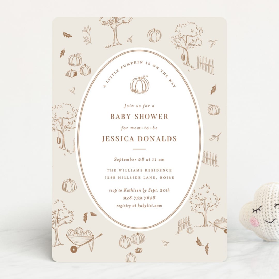 "autumn toile" - Baby Shower Invitations in Acorn by Rebecca Durflinger - Front