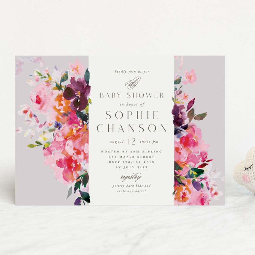 "Blooms" - Baby Shower Invitations in Rose by Lori Wemple - Front