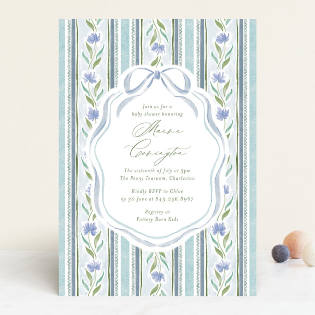 "Wildflower Ribbon" - Baby Shower Invitations in Cotswolds by Jackie Crawford - Front