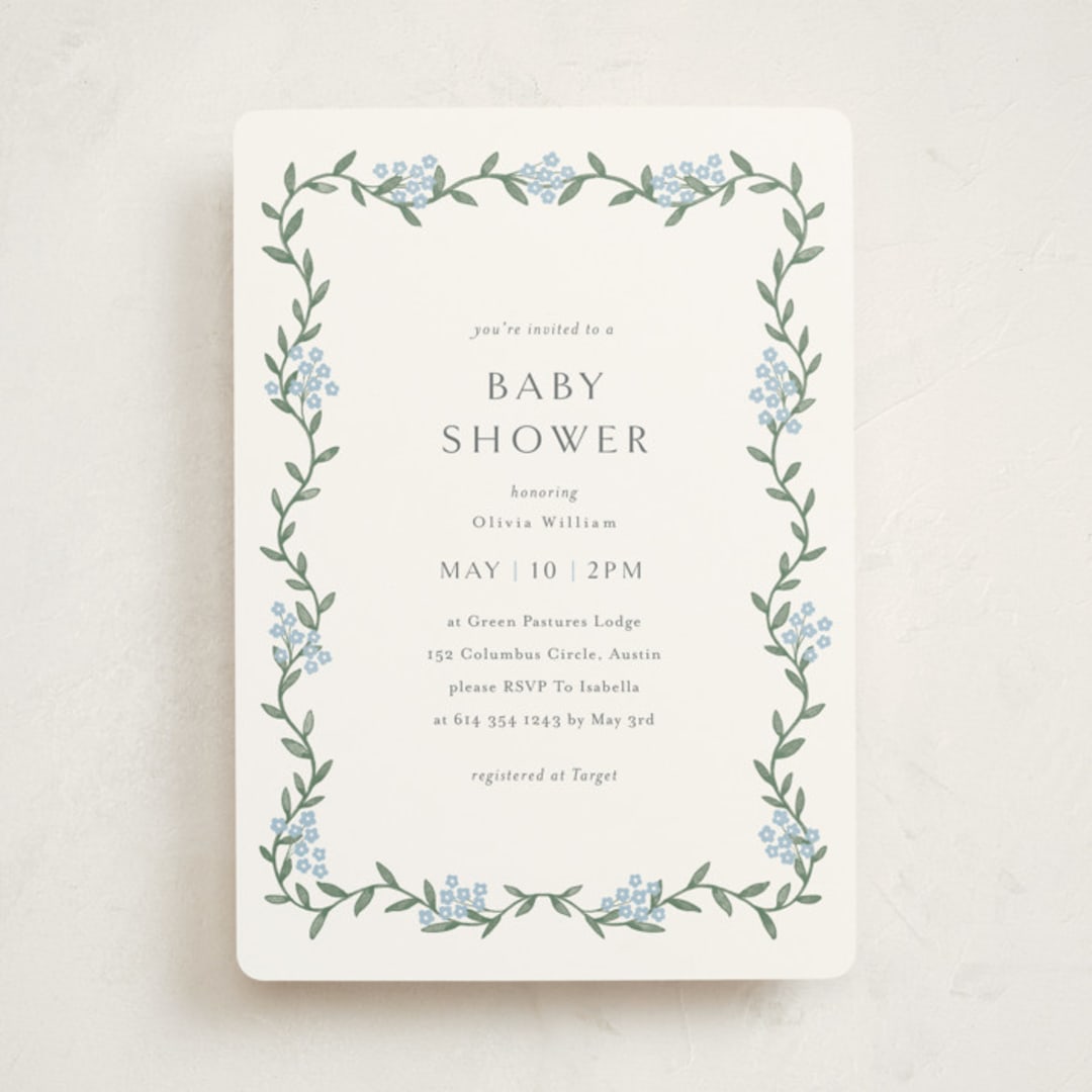 "Simple Garland" - Baby Shower Invitations in Sky by Christy Hy Lee - Front