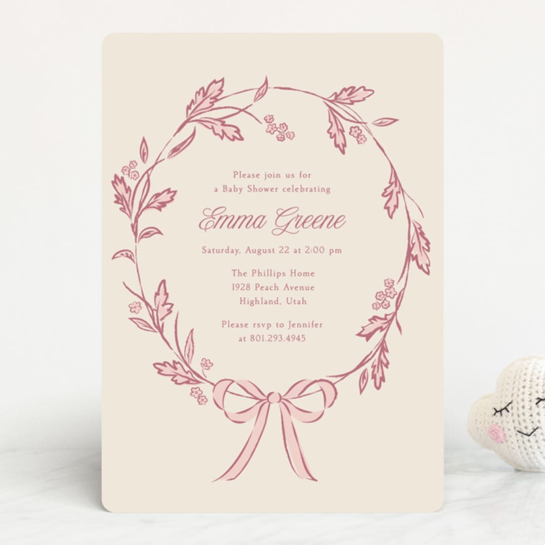 "Winnie" - Baby Shower Invitations in Rose by Robert and Stella - Front