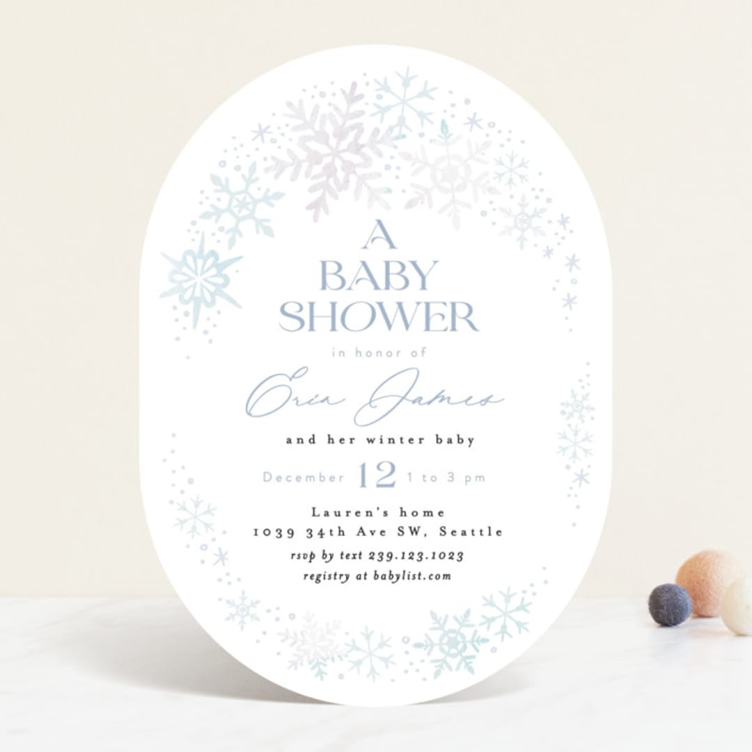 "Winter Baby Snowflakes" - Baby Shower Invitations in Bluebell by Alethea and Ruth - Front