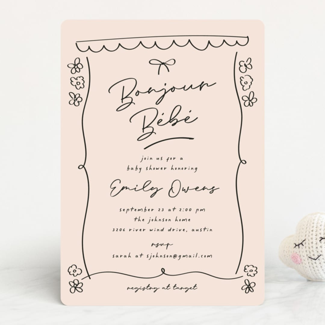 "Oh Bebe" - Baby Shower Invitations in Blush by Ashley Iwafuchi - Front