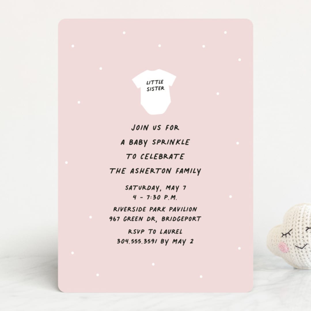 "Little Sibling" - Baby Shower Invitations in Cotton Candy by Lea Delaveris - Front