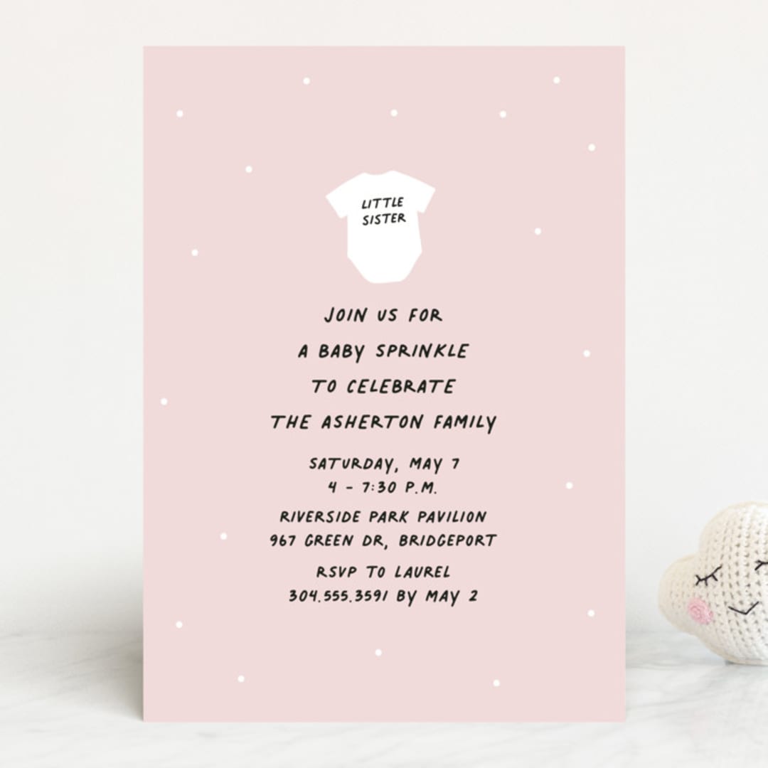 "Little Sibling" - Baby Shower Invitations in Cotton Candy by Lea Delaveris - Front