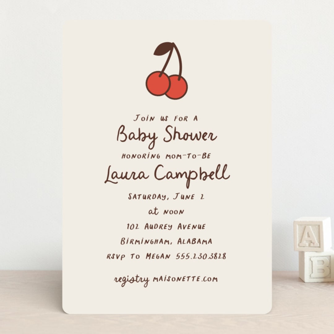 "Cherry on Top" - Baby Shower Invitations in Sundae by Megan Davis - Front