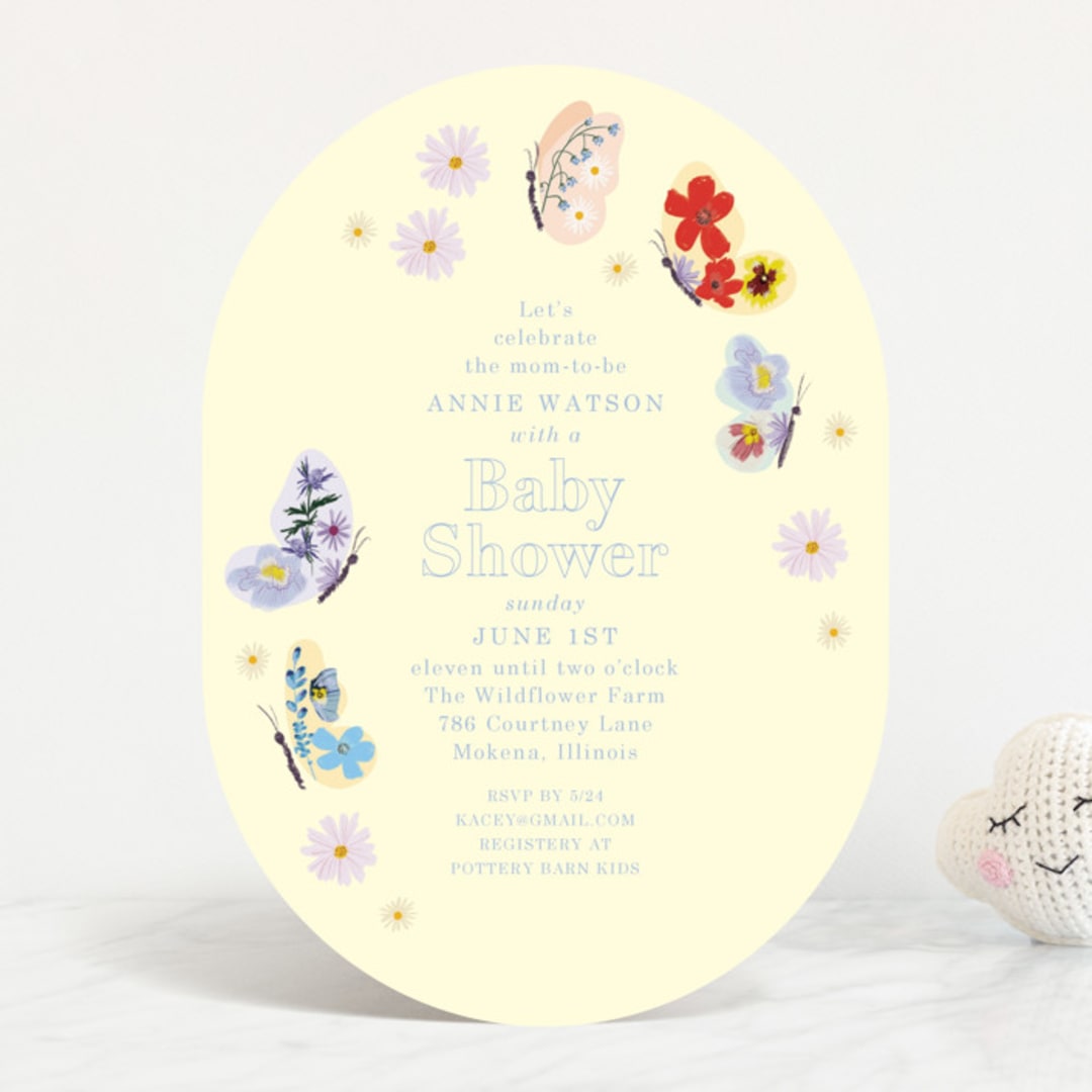 "Butterfly Florals" - Baby Shower Invitations in Daffodil by Baumbirdy - Front