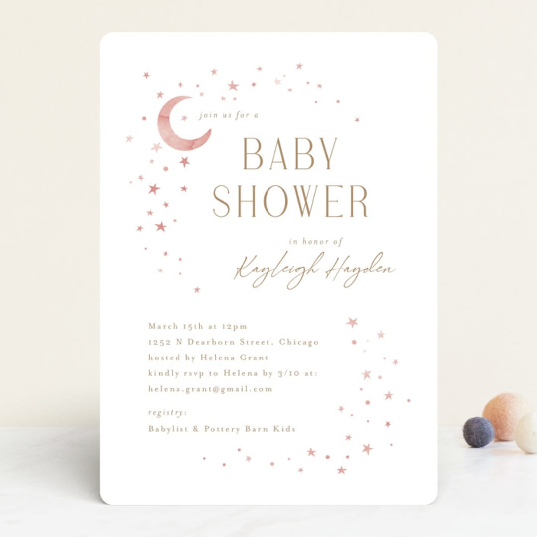 "Stardust" - Baby Shower Invitations in Petal by Melanie Kosuge - Front