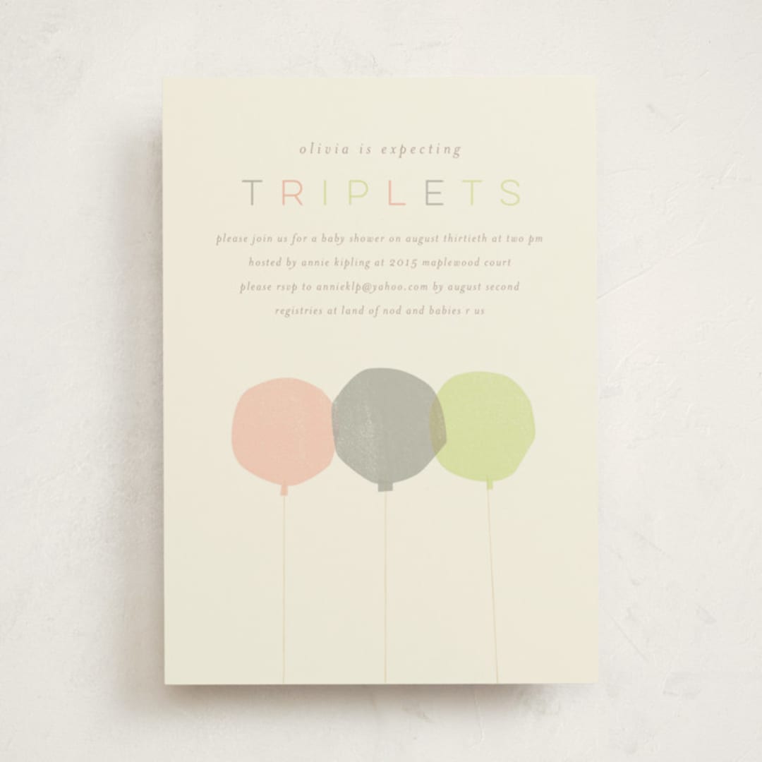 "Triplets" - Baby Shower Invitations in Cobalt by Lori Wemple - Front