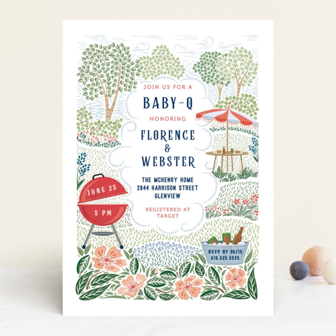 "Backyard Bbq" - Baby Shower Invitations in Ketchup by Paper Sun Studio - Front
