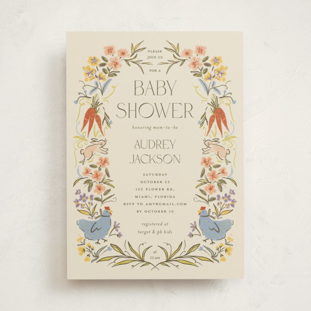 "Whimsical Frame" - Baby Shower Invitations in Creamery by Vera Lim - Front