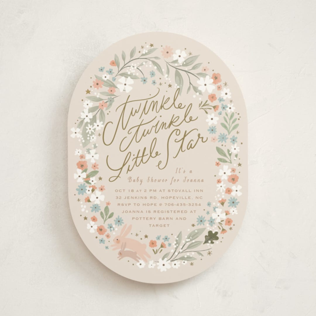 "Twinkle Bunny" - Baby Shower Invitations in Sand by Hannah Williams - Front