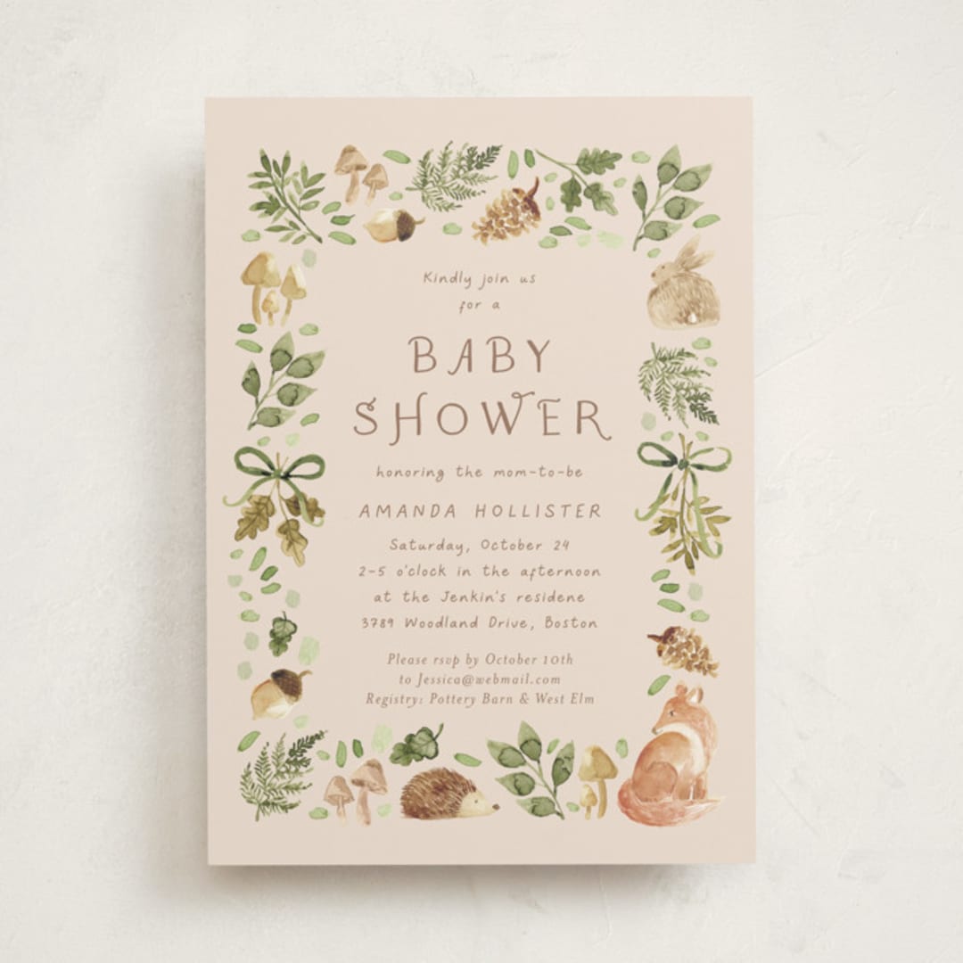 "Forest Baby Shower" - Baby Shower Invitations in Sand by frau brandt - Front