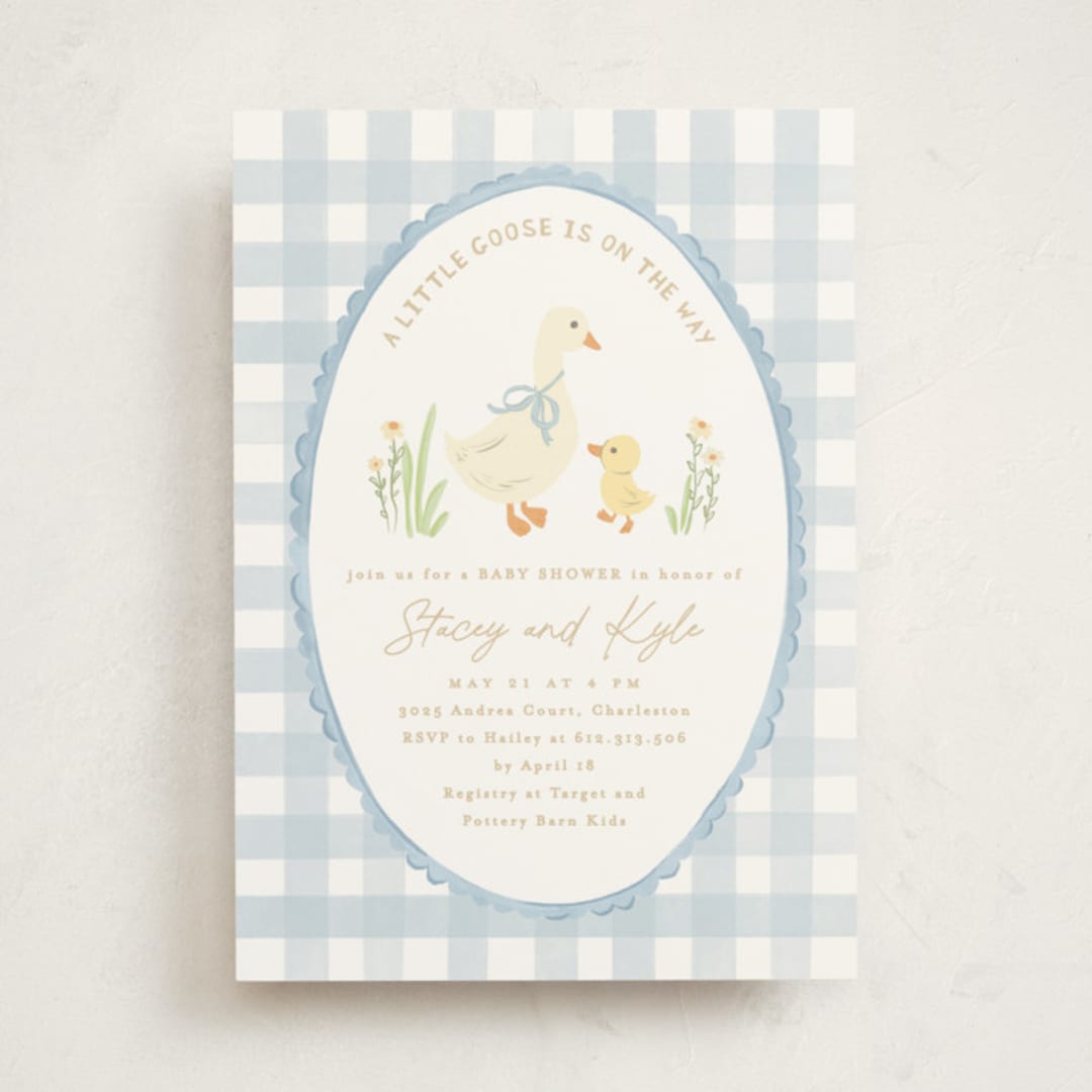 "Vintage goose" - Baby Shower Invitations in Sky by Creo Study - Front