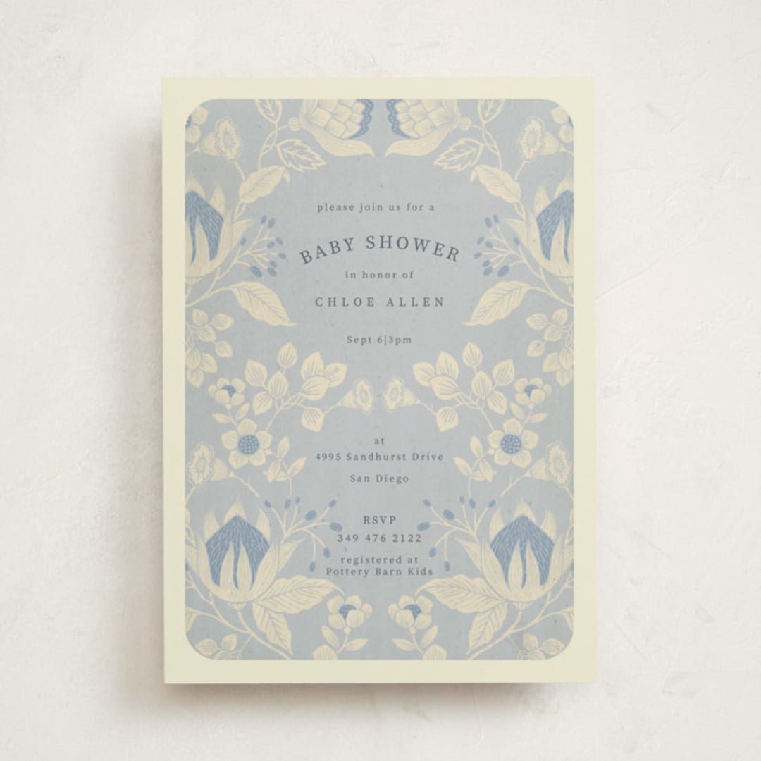 "Pastel Baby  Blooms" - Baby Shower Invitations in Bluebird by Peony Rose Design - Front