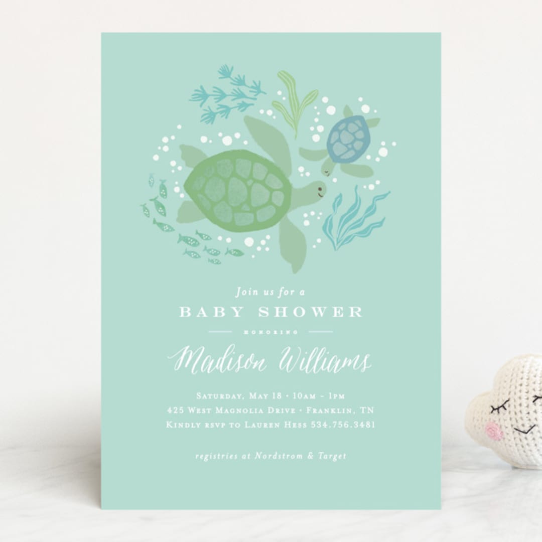 "Under The Sea" - Baby Shower Invitations in Deep Sea by Jennifer Wick - Front