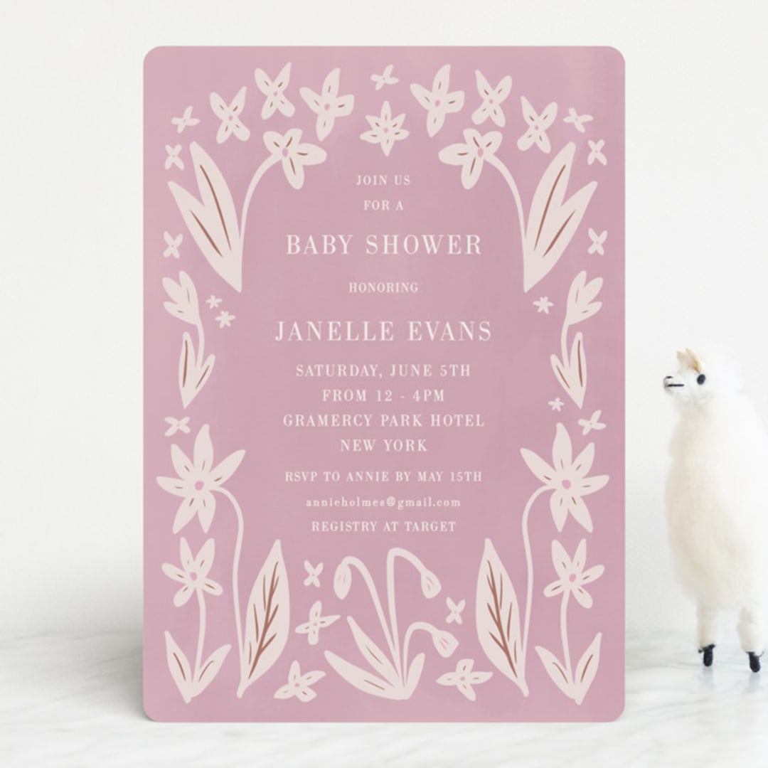 "Friendly Flowers" - Baby Shower Invitations in Blush by Ani Somi - Front