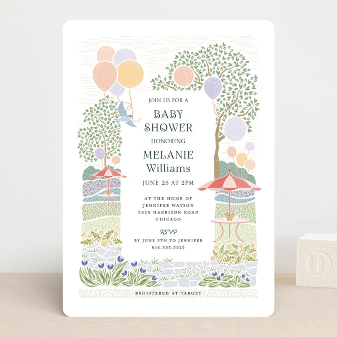 "Patio Party" - Baby Shower Invitations in Watermelon by Paper Sun Studio - Front