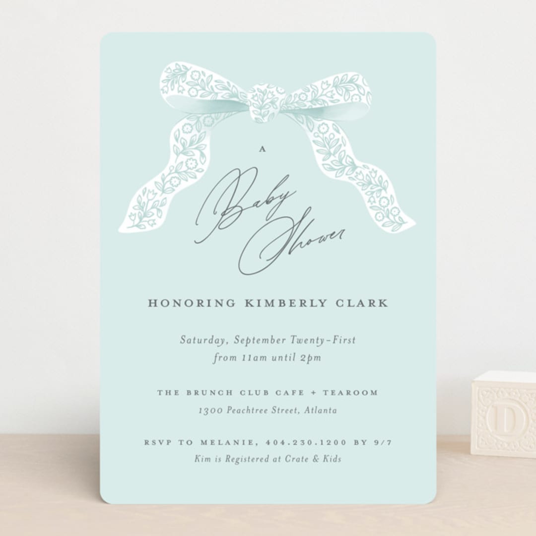 "Dainty" - Baby Shower Invitations in Tiffany Blue by Paper Raven Co. - Front