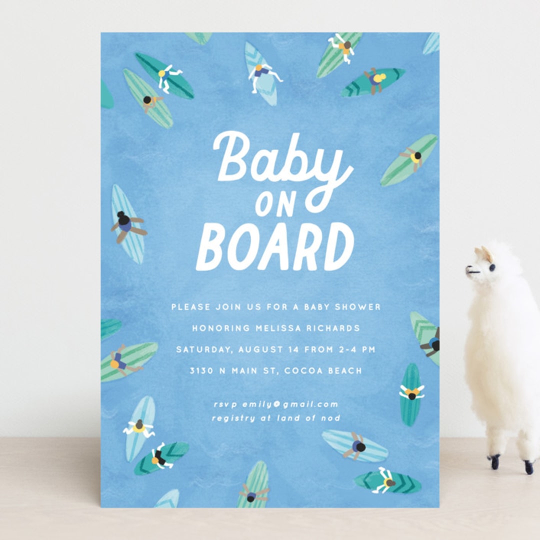 "Baby on Board" - Baby Shower Invitations in Aqua by Jessie Steury - Front