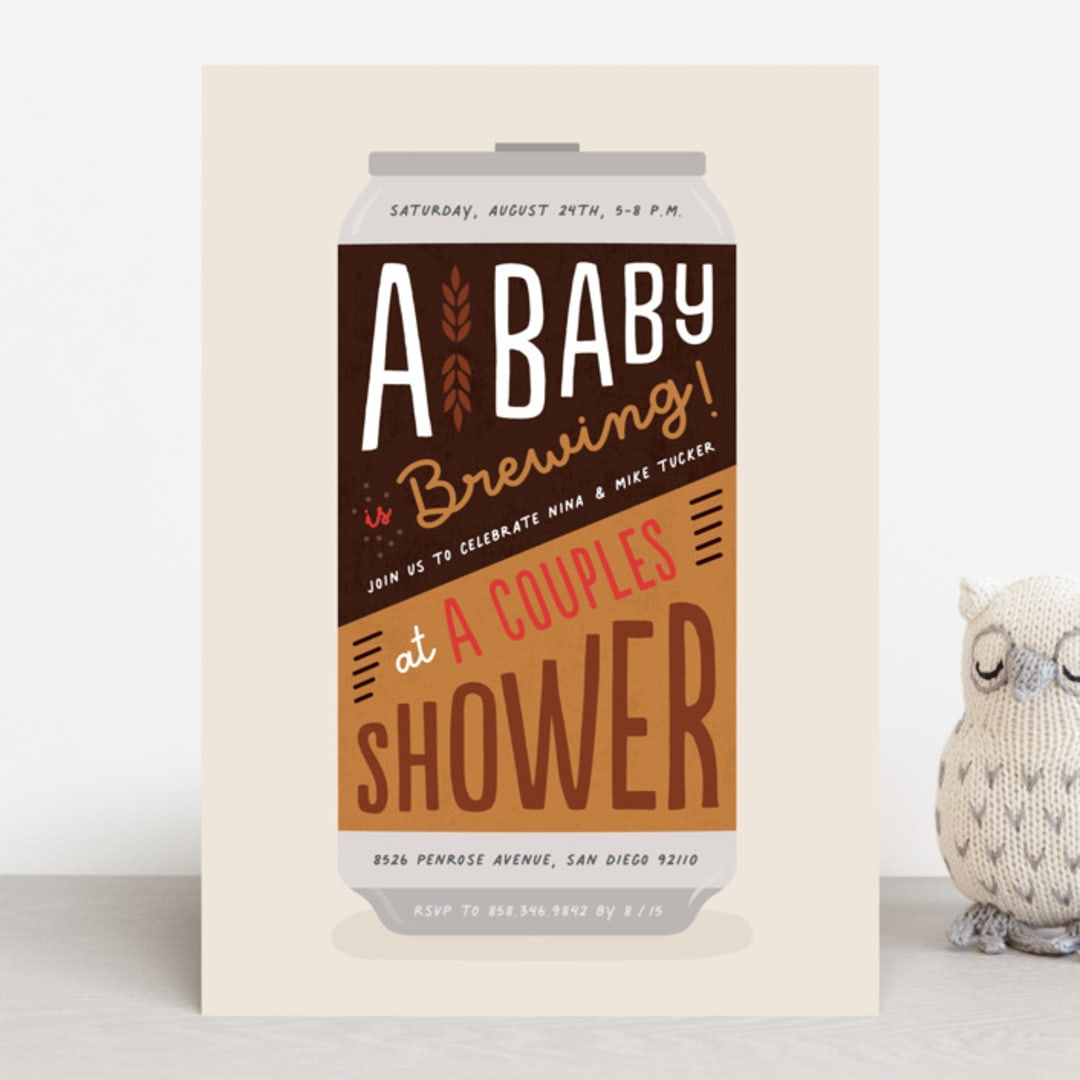 "Baby Brewing" - Baby Shower Invitations in Grain by Erica Krystek - Front