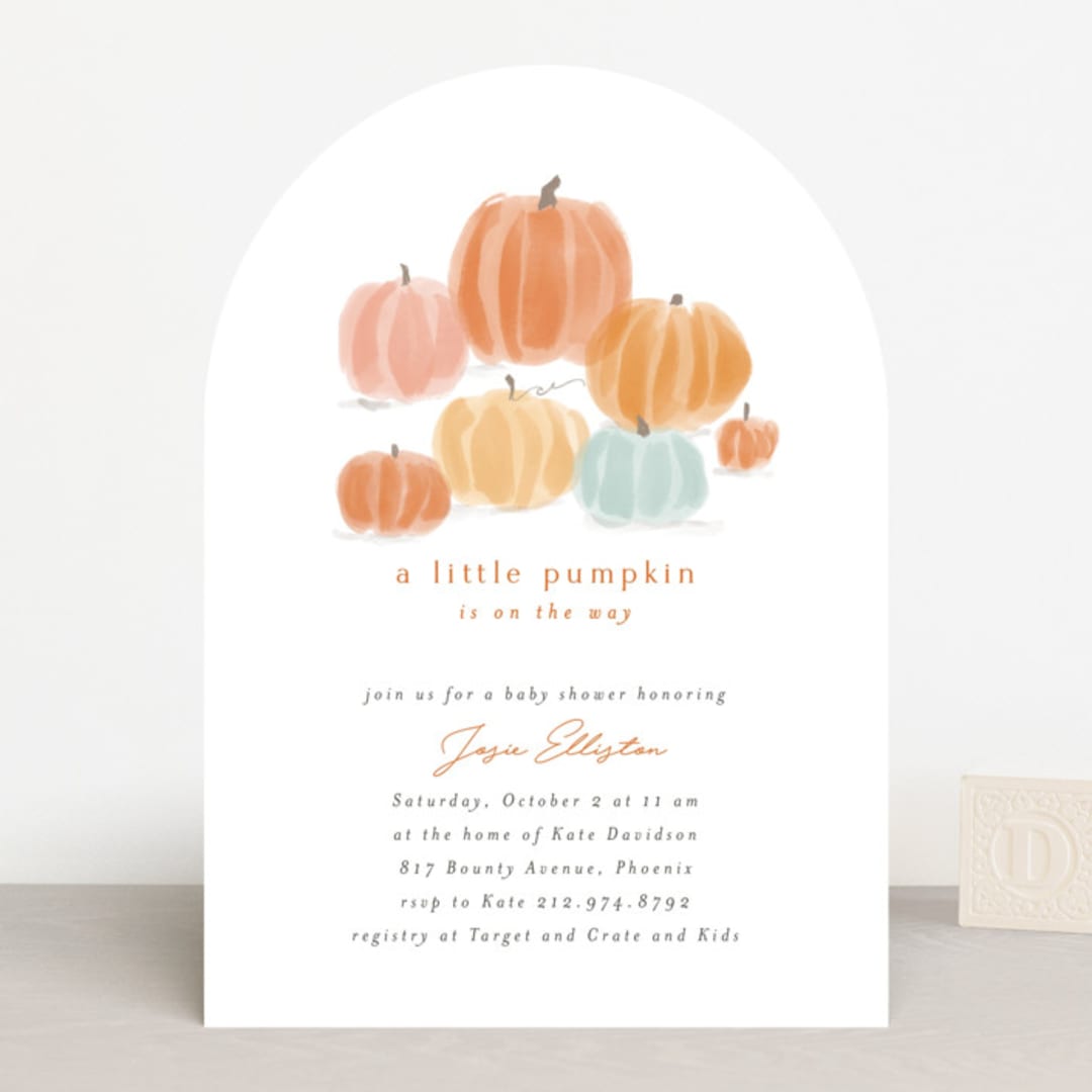 "Autumn Pumpkins" - Baby Shower Invitations in Pumpkin by Rebecca Durflinger - Front