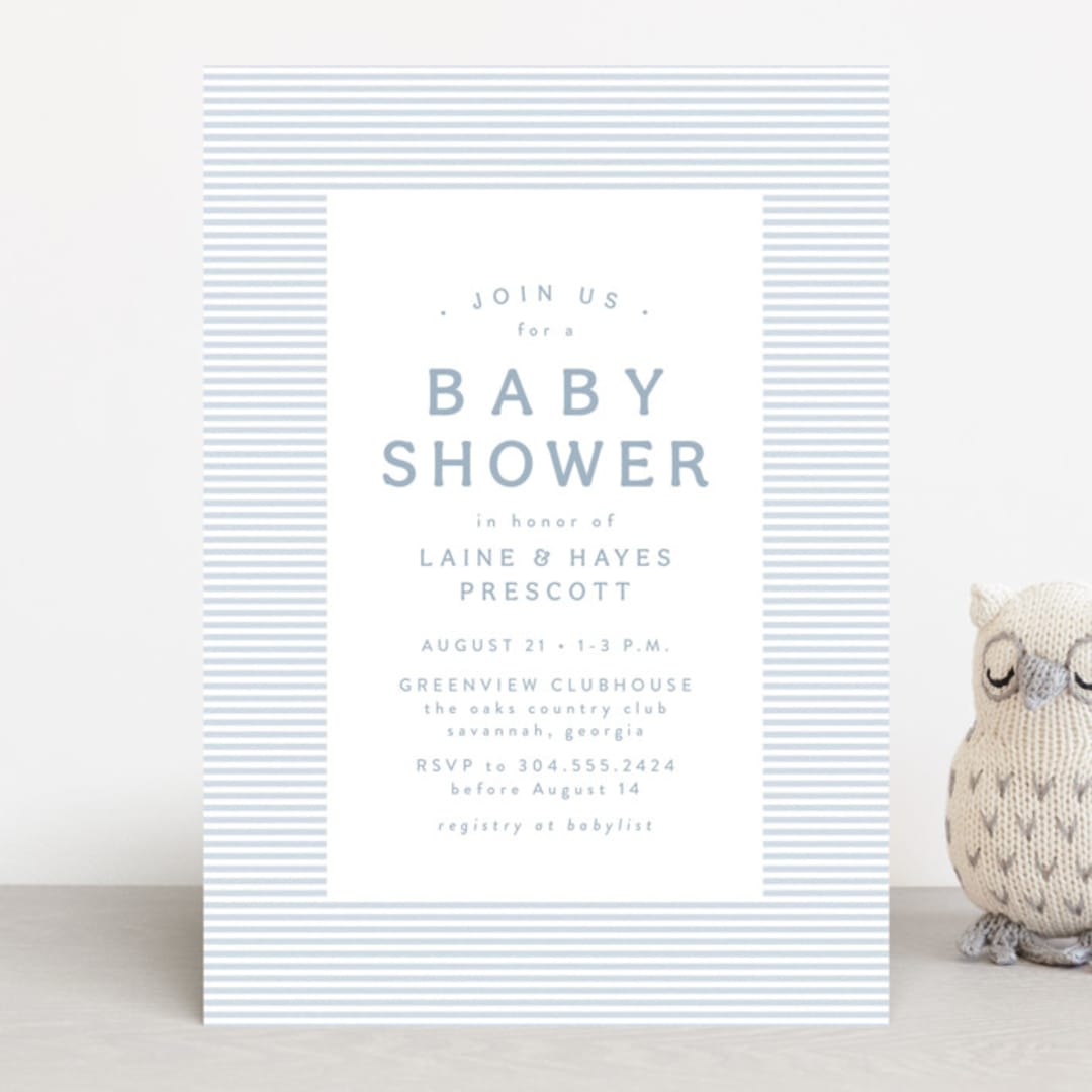 "A cute stripe" - Baby Shower Invitations in Sky by Lea Delaveris - Front