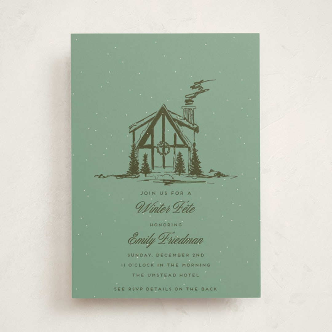 "Winter Cabin" - Baby Shower Invitations in Pine by Jen Ramsey - Front