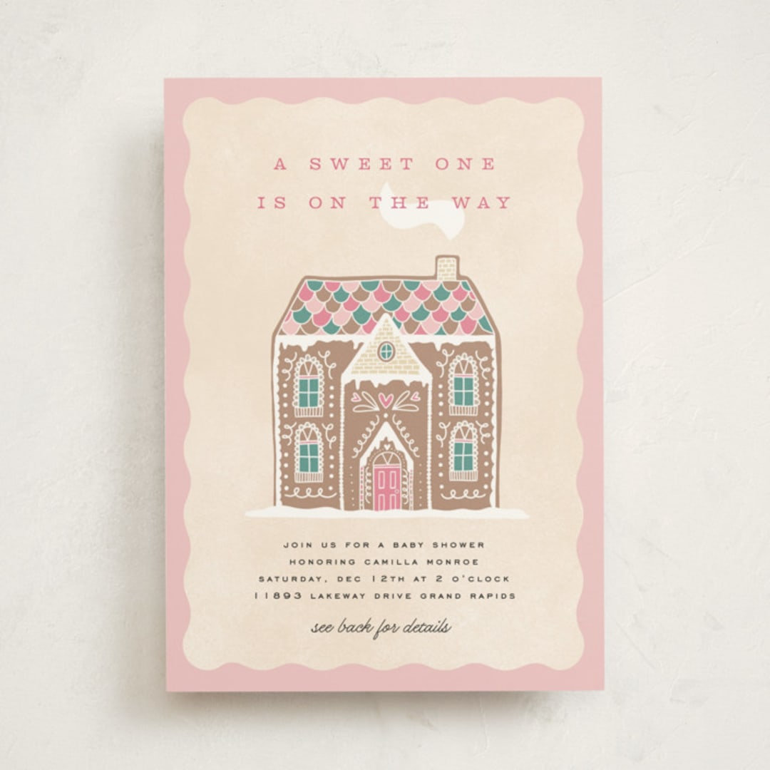 "Holiday Greetings" - Baby Shower Invitations in Cotton Candy by Pixel and Hank - Front