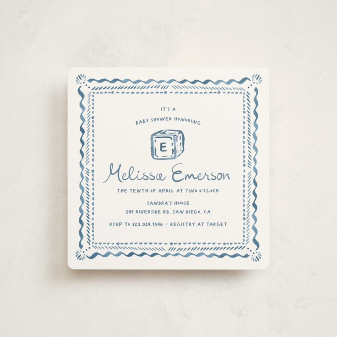 "Letter Box" - Baby Shower Invitations in Baby Blue by Claudia Orengo - Front
