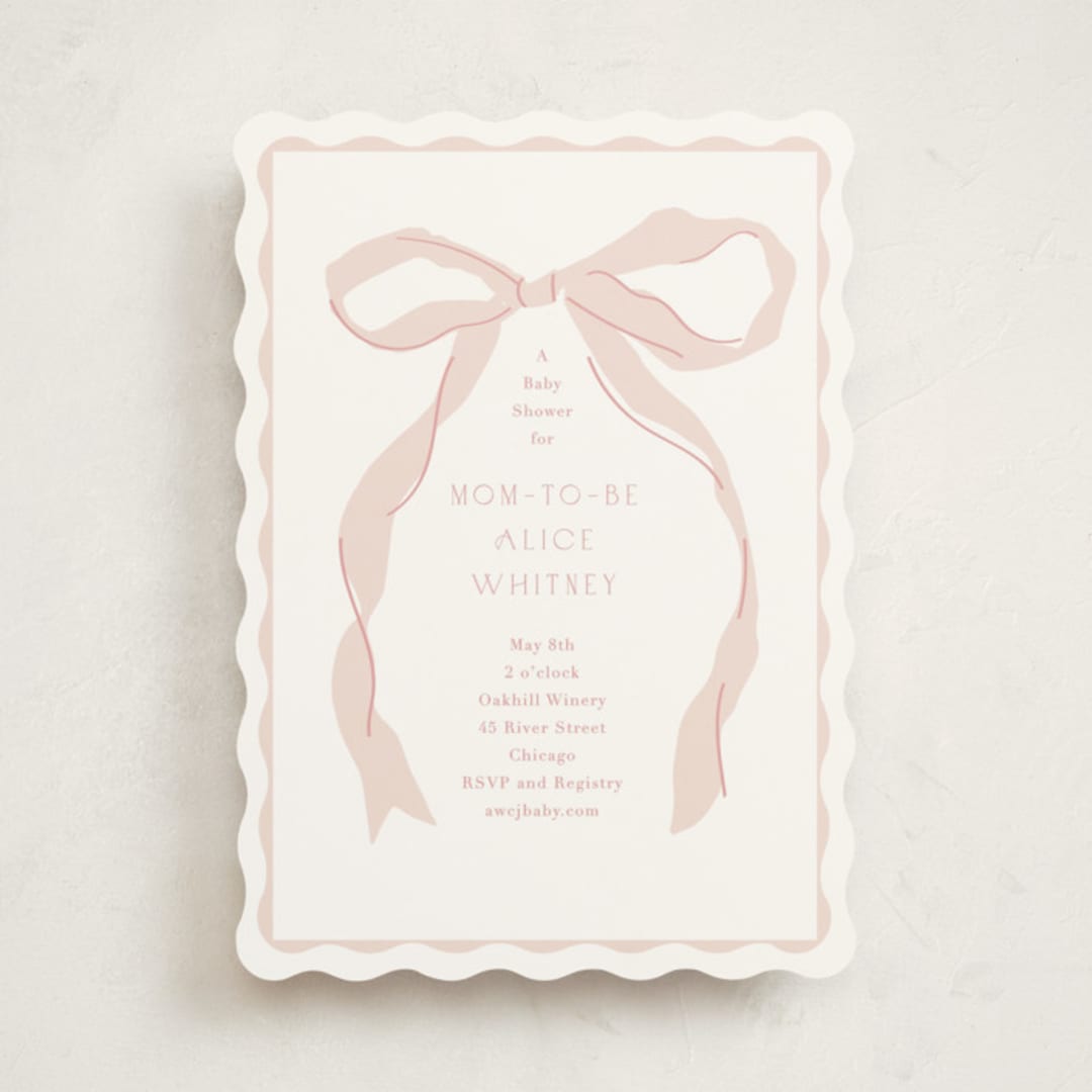 "Framed Bow" - Baby Shower Invitations in Blush by Baumbirdy - Front