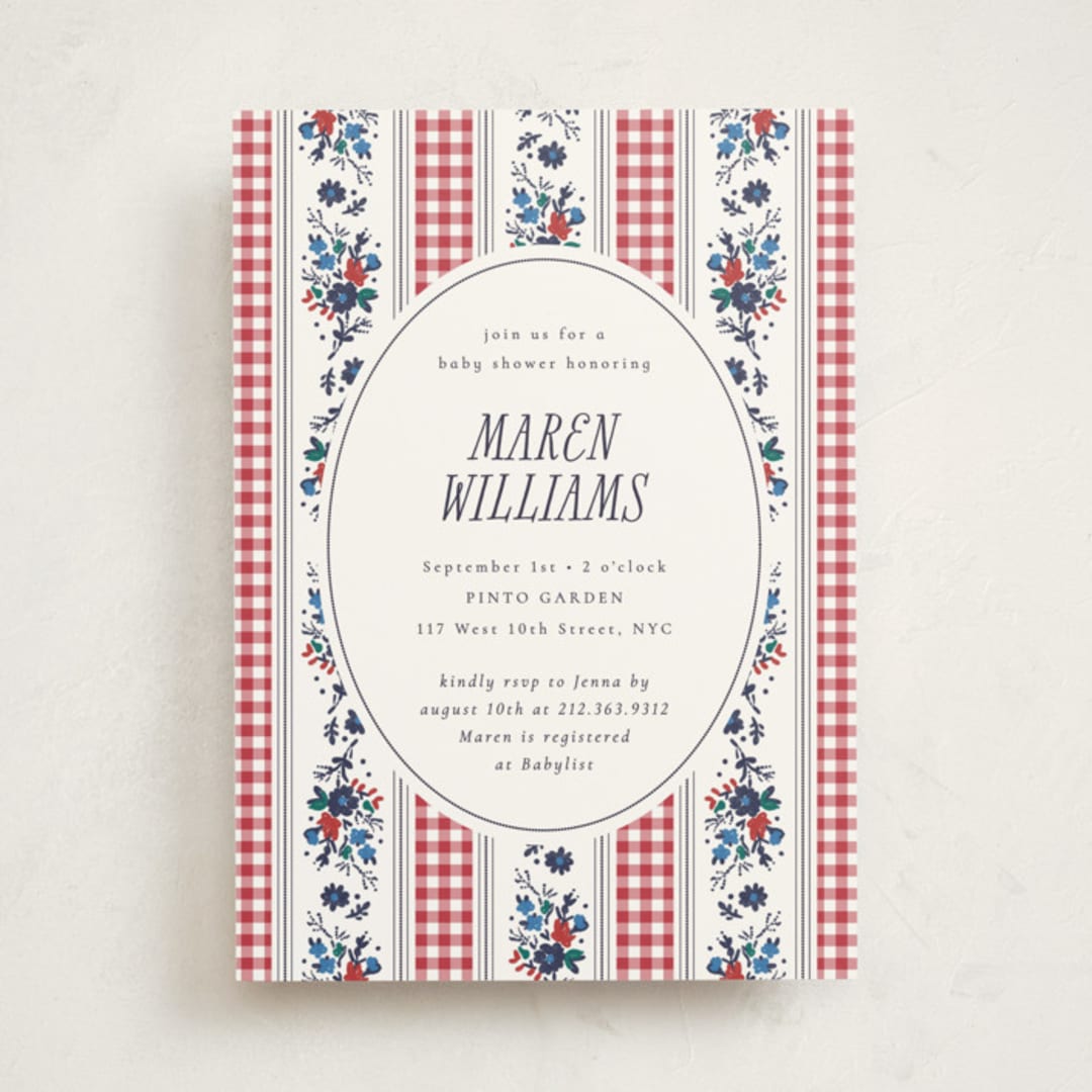 "Pattern Mix" - Baby Shower Invitations in Tomato by Emily Sabol Goss - Front