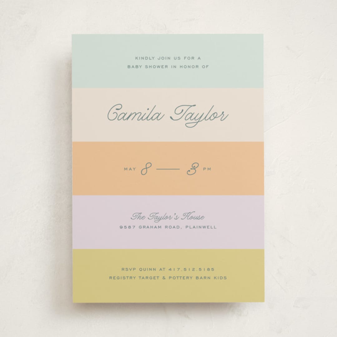 "Striped" - Baby Shower Invitations in Wildflower by Pixel and Hank - Front