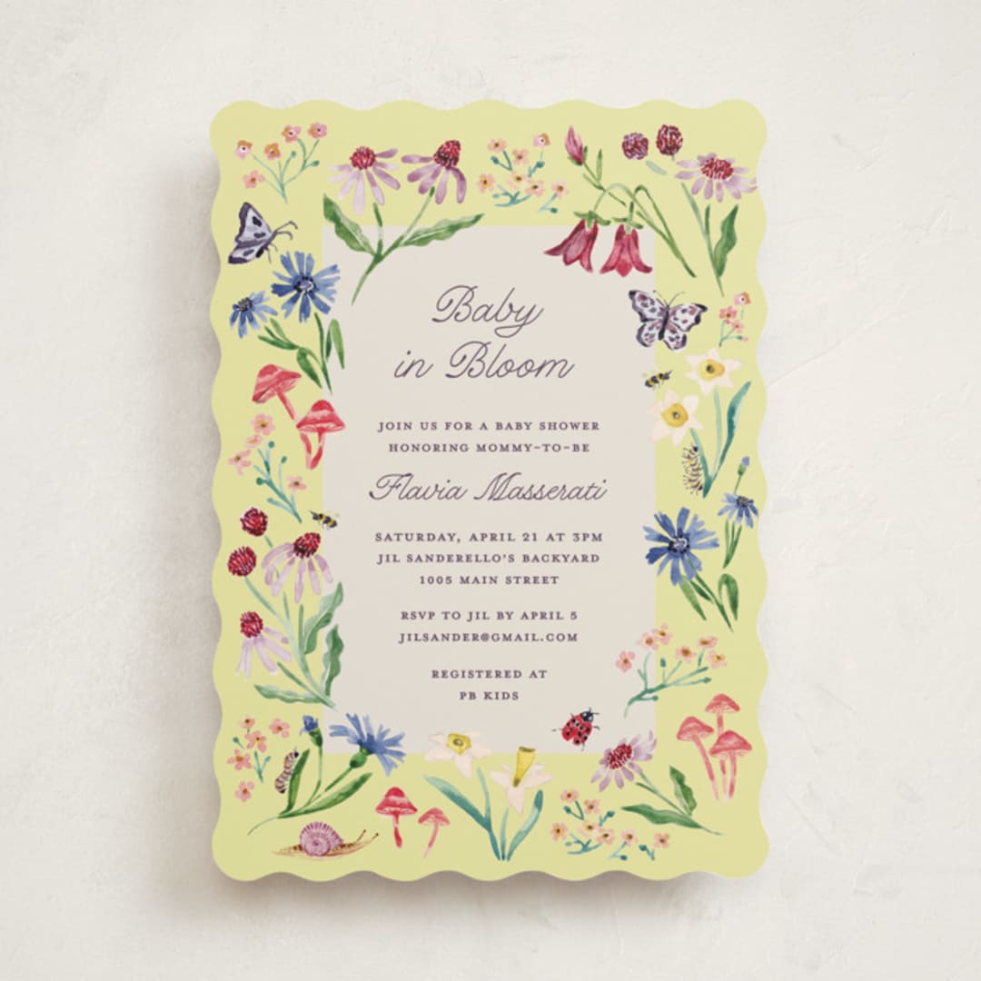 "Blooming Garden" - Baby Shower Invitations in Citrus by Pati Cascino - Front