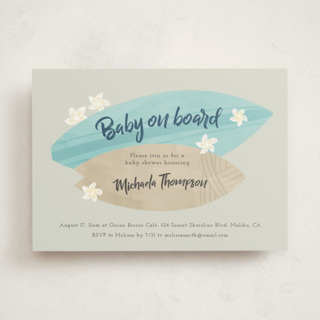"Surf baby" - Baby Shower Invitations in Pebble by Adelyn T. - Front