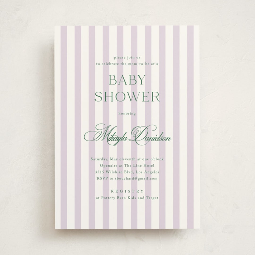 "Resort" - Baby Shower Invitations in Lilac by Kelly Schmidt - Front