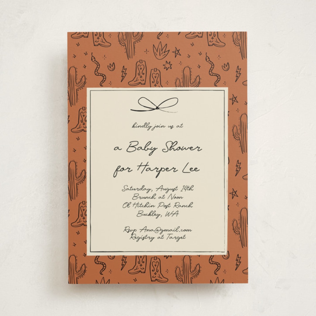 "El Ranchero" - Baby Shower Invitations in Rust by Ani Somi - Front