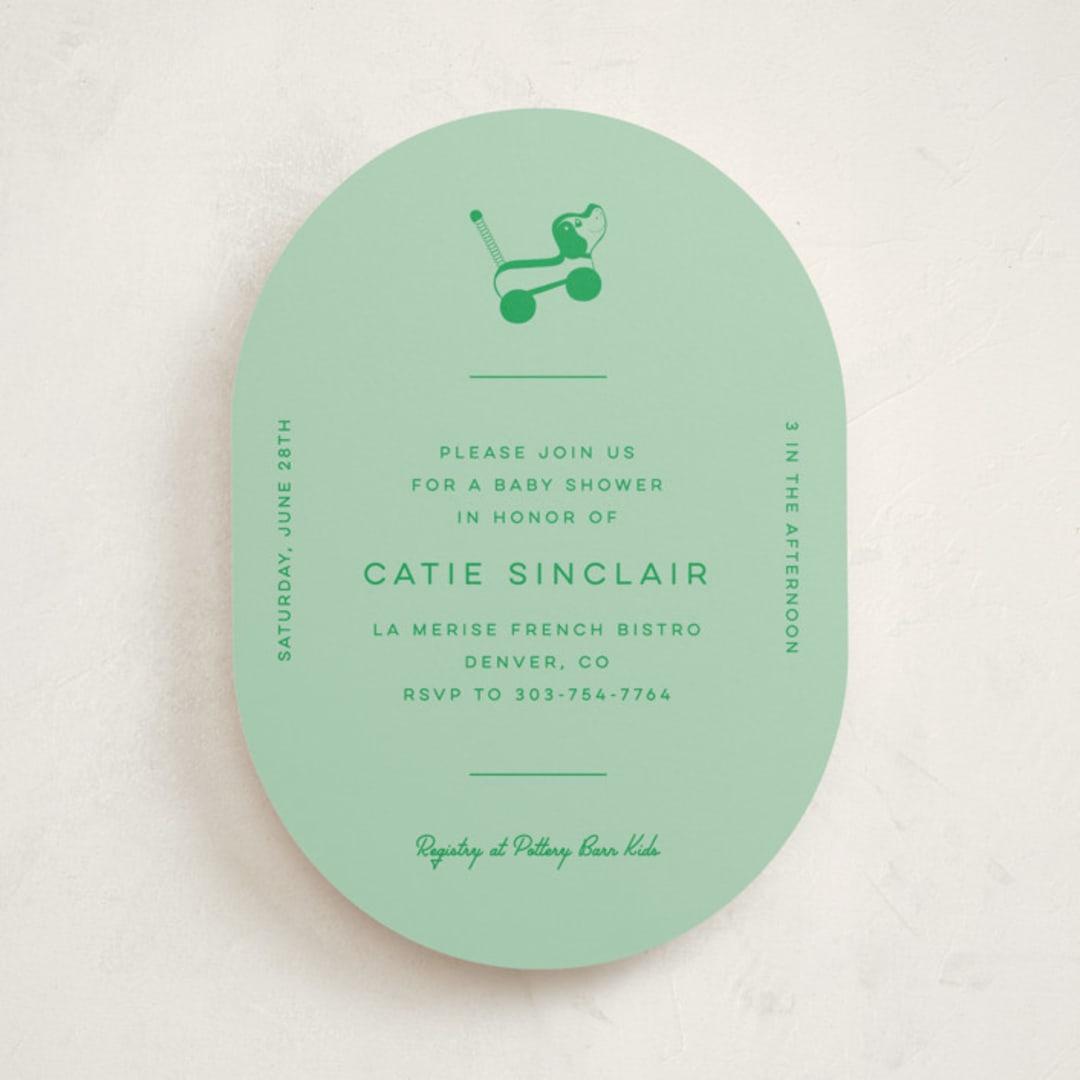 "Vintage Classic" - Baby Shower Invitations in Mint by Jen Ramsey - Front