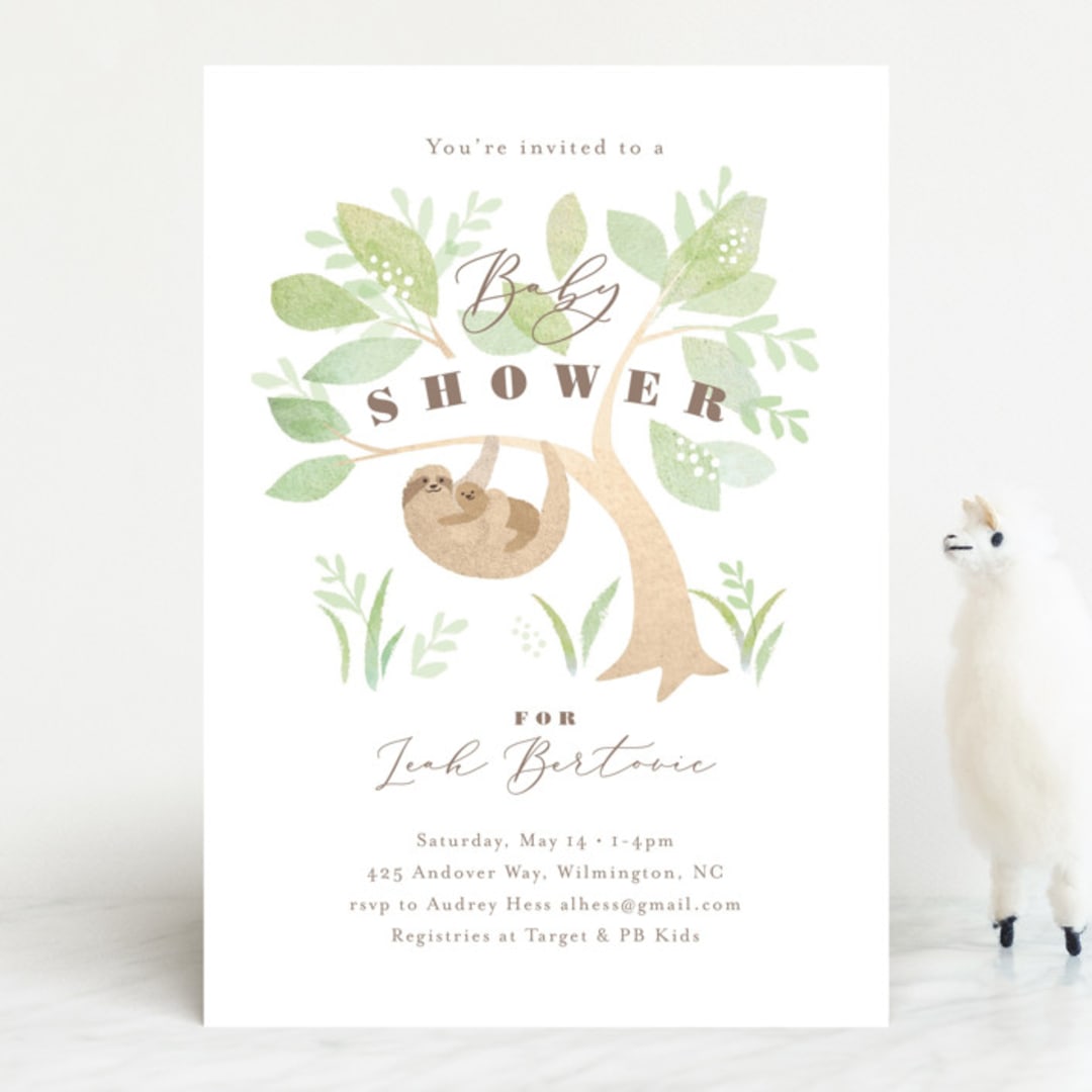 "Baby sloth" - Baby Shower Invitations in Fern by Jennifer Wick - Front