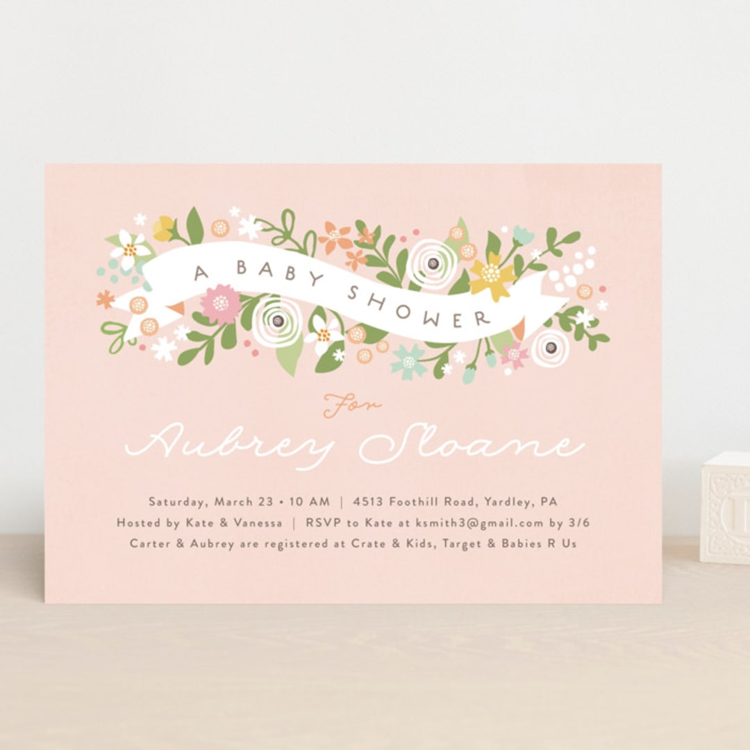 "Rites of spring" - Baby Shower Invitations in Strawberry Ice by Jennifer Wick - Front