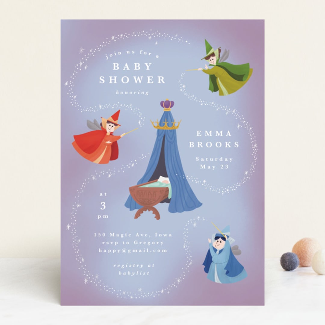 "Disney Fairies Flora, Fauna & Merryweather" - Baby Shower Invitations in Magic by Yuliya Evseeva - Front