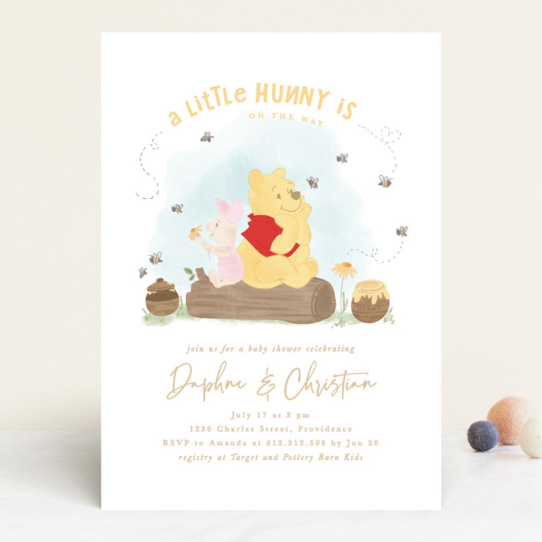 "Disney's Winnie The Pooh a little hunny" - Baby Shower Invitations in Sky by Creo Study - Front
