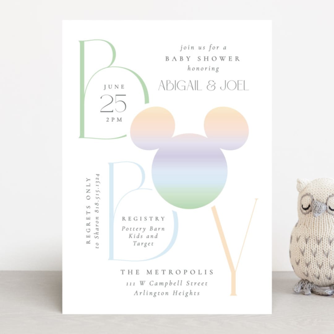 "Disney Ombre Mickey Mouse" - Baby Shower Invitations in Rainbow by Beth Schneider - Front
