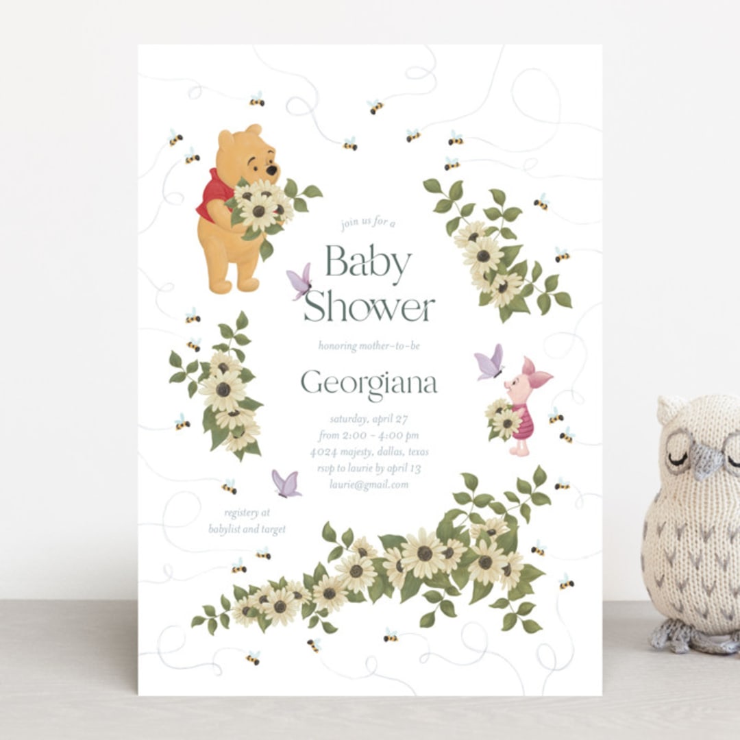 "Disney's Winnie the Pooh In Bloom" - Baby Shower Invitations in Spring by Townsend Majors - Front