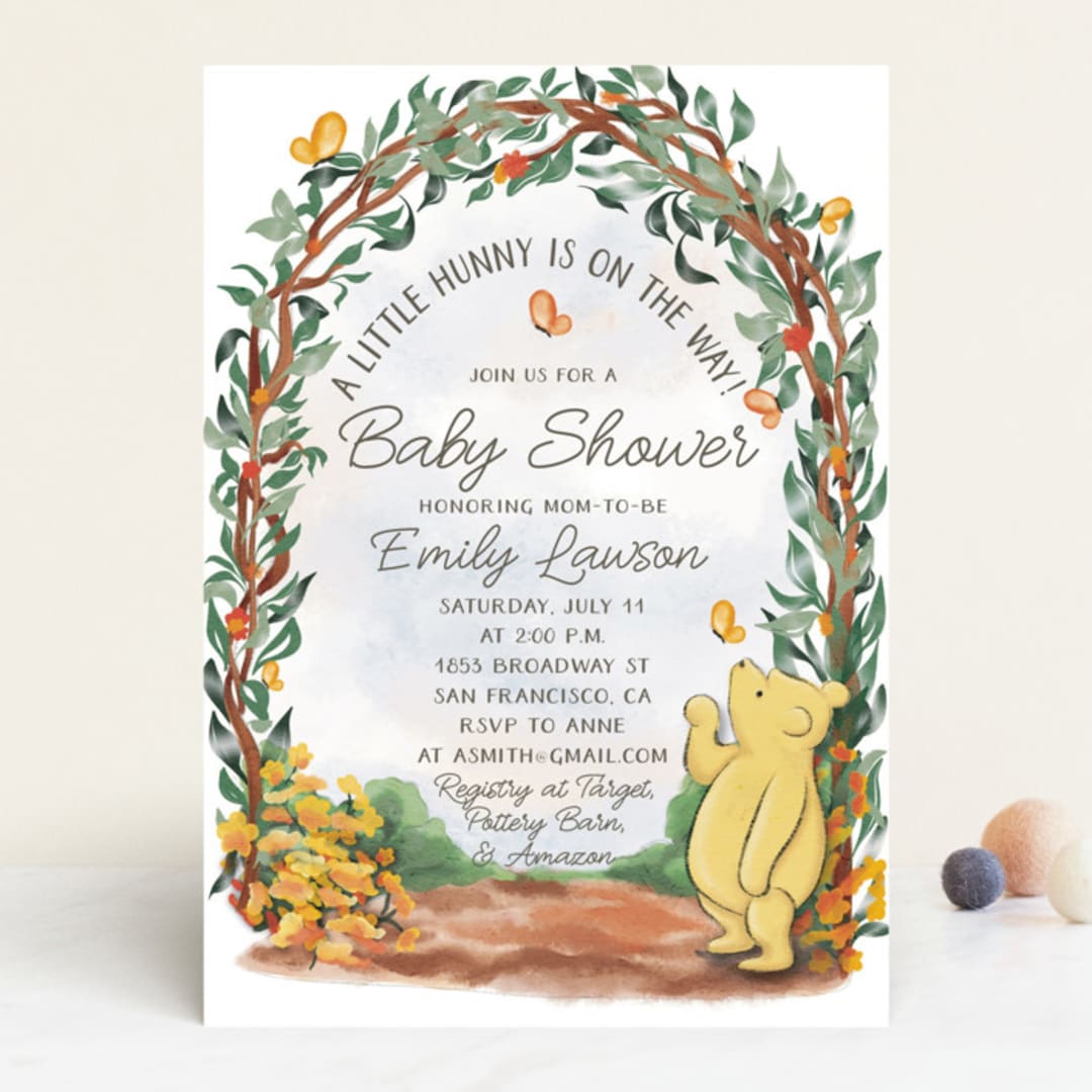 "Vintage Winnie the Pooh Baby Shower Invite" - Baby Shower Invitations in Honey by The Savage Label - Front