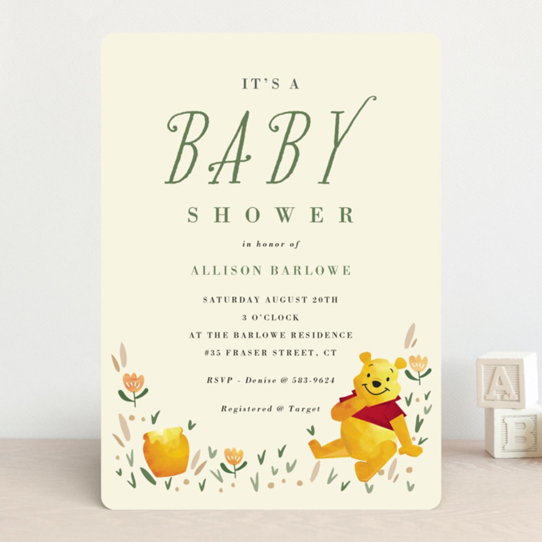 "Disney's Winnie The Pooh Garden" - Baby Shower Invitations in Honey by Oma N. Ramkhelawan - Front