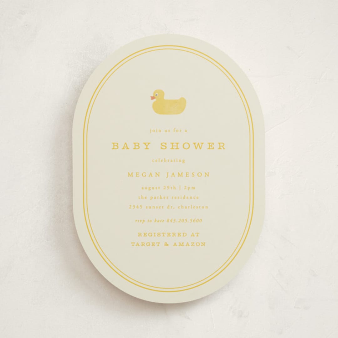 "Simple Duck" - Baby Shower Invitations in Banana by Brianne Larsen - Front